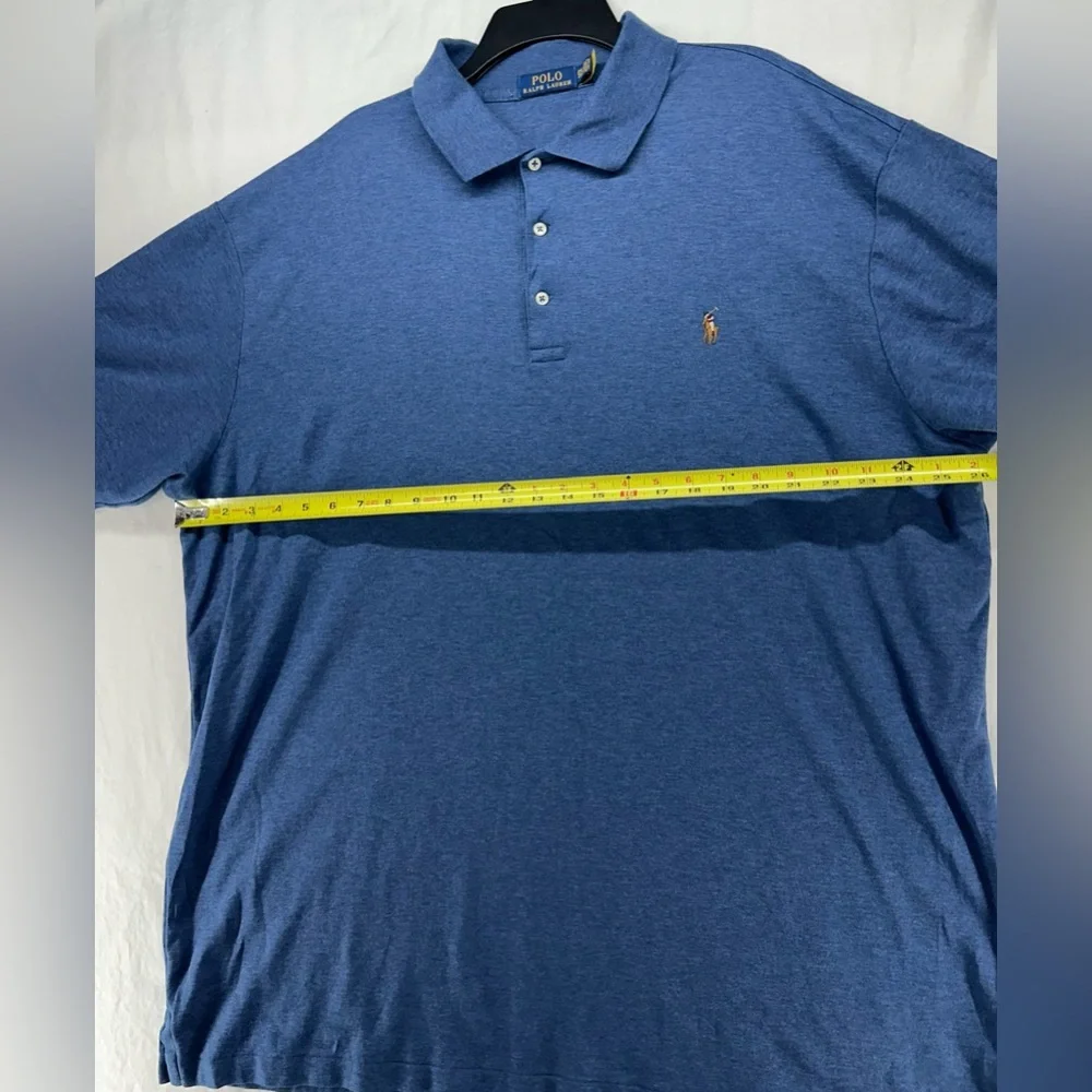 Polo Ralph‎ Lauren Polo Shirt Mens 2XLT Blue Tricolor Pony Classic Fit Casual